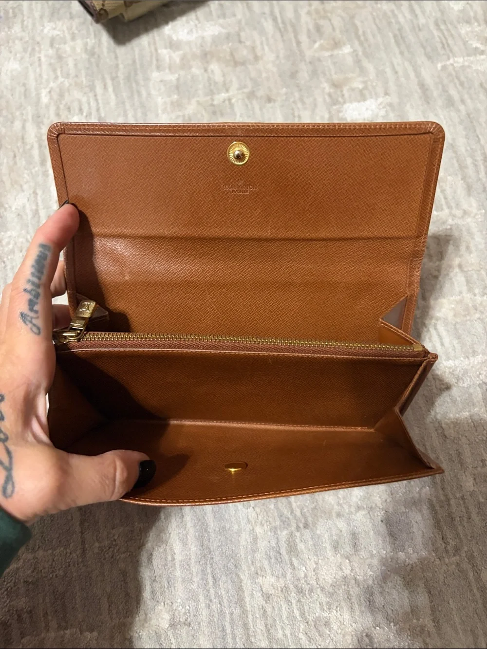 Louis Vuitton Cognac Brown Leather Envelope Wallet